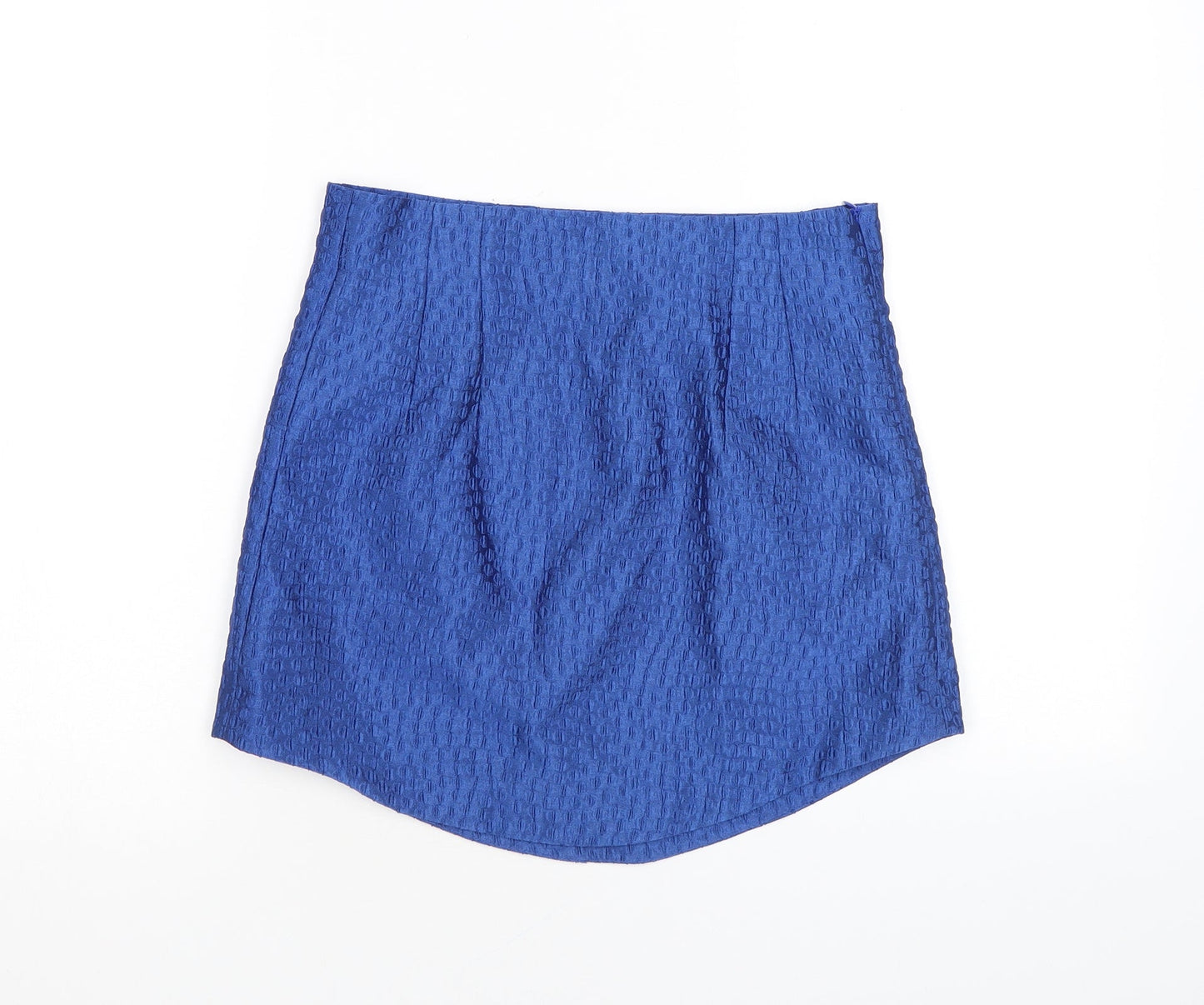 Zara Womens Blue Geometric Polyester Mini Skirt Size S Zip