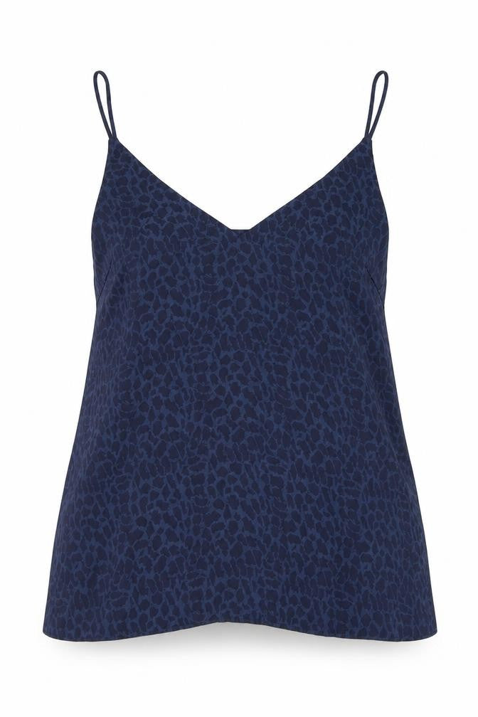 H&M Womens Blue Animal Print Polyester Camisole Tank Size 6 V-Neck - Giraffe skin print