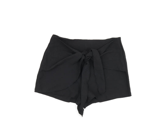 Niay Womens Black Polyester Hot Pants Shorts Size XL Regular Zip