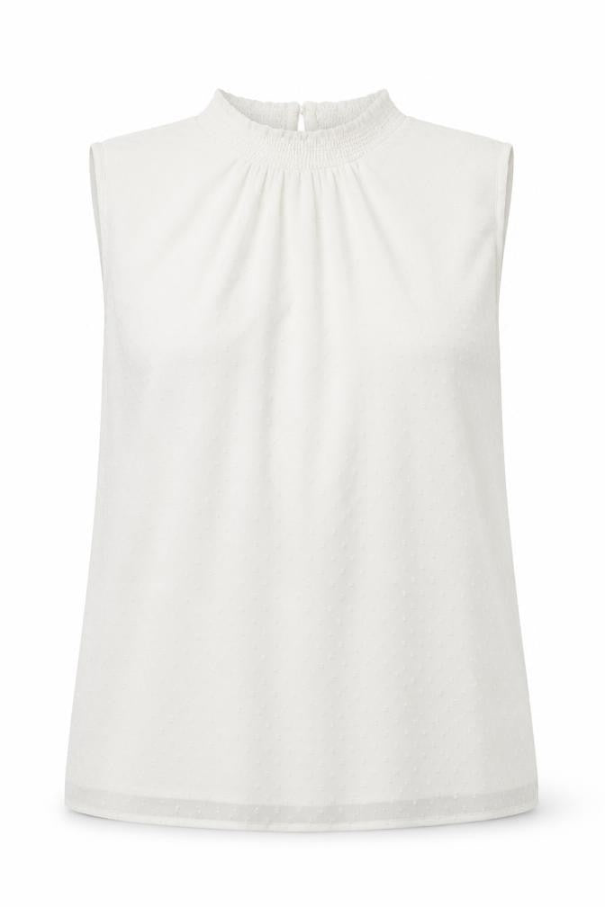 RESERVED Womens White Geometric Polyester Basic Blouse Size 12 Mock Neck