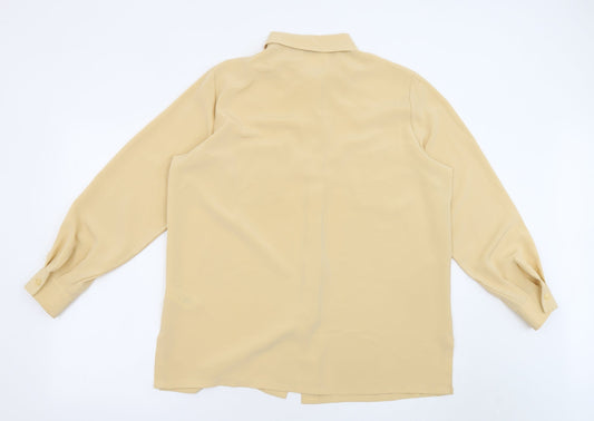 St Michael Womens Beige Polyester Basic Button-Up Size 16 Collared - Vintage, Sheer