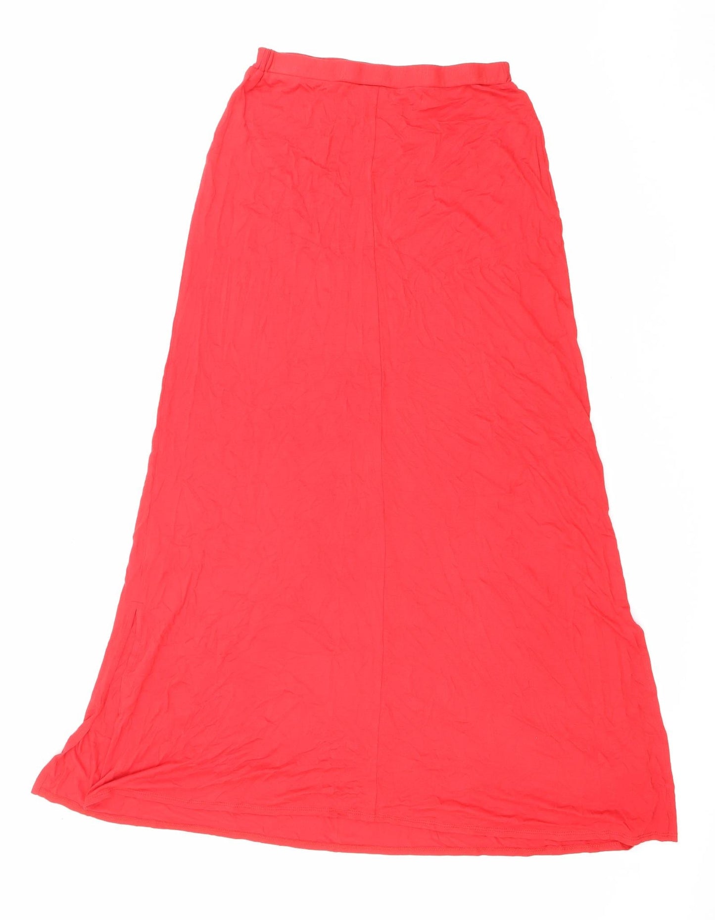 Wallis Womens Red Viscose Maxi Skirt Size 8 - Elasticated Waist