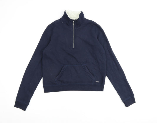 Hollister Womens Blue Cotton Pullover Sweatshirt Size XS Zip