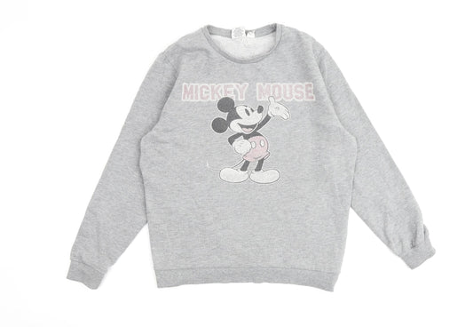 Disney Womens Grey Cotton Pullover Sweatshirt Size 10 Pullover