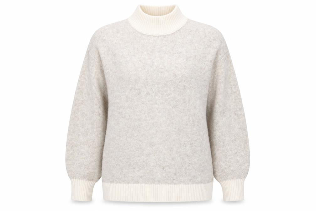 Marks and Spencer Womens Beige Mock Neck Acrylic Pullover Jumper Size L