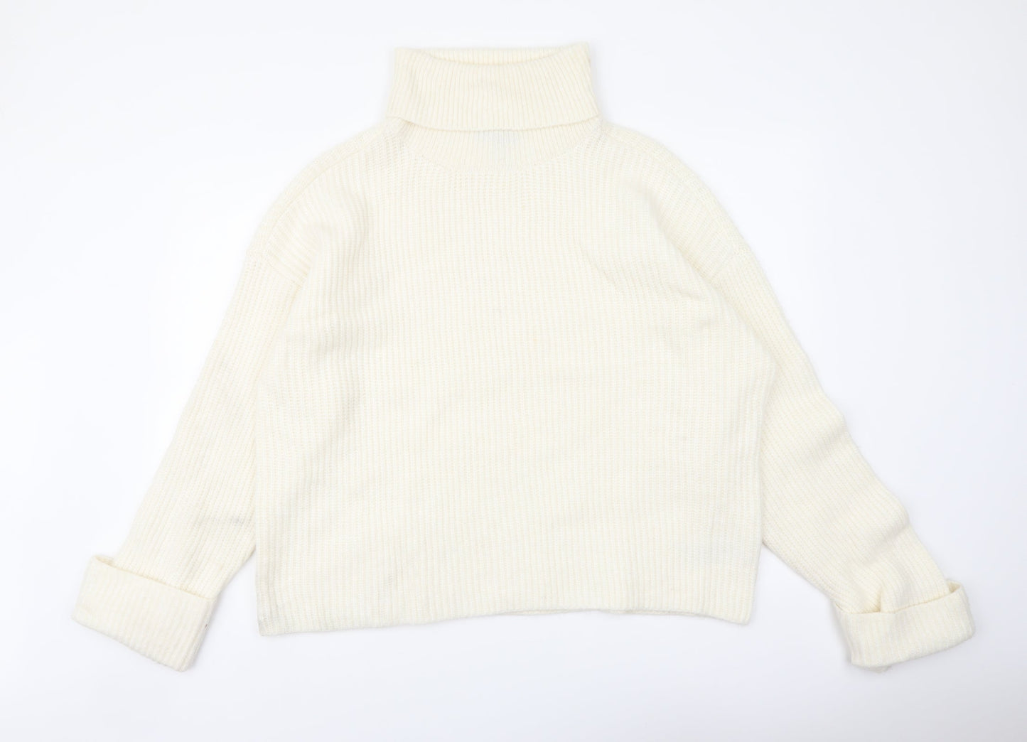 Marks and Spencer Womens Ivory Roll Neck Polyamide Pullover Jumper Size XL