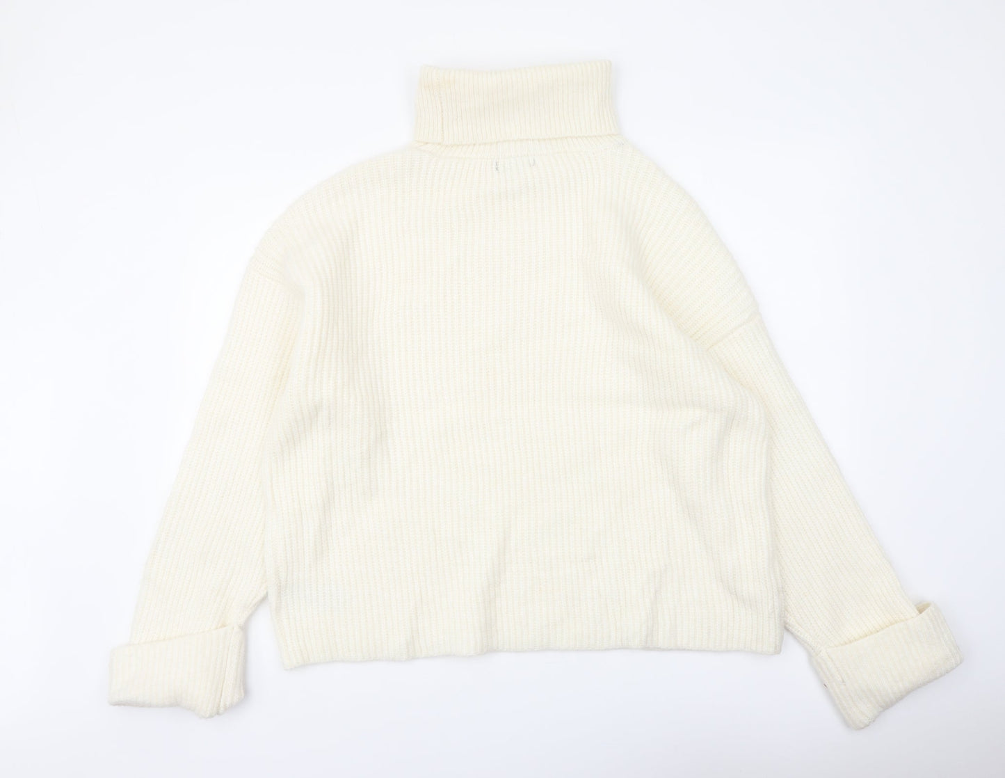 Marks and Spencer Womens Ivory Roll Neck Polyamide Pullover Jumper Size XL