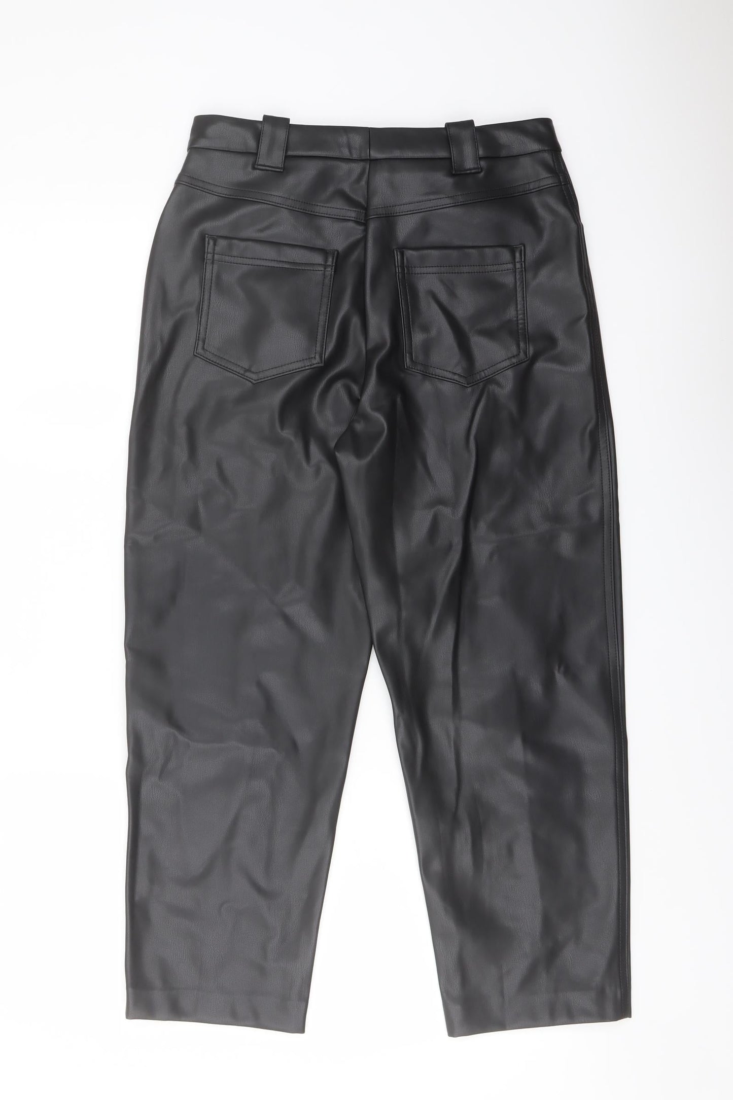 Marks and Spencer Womens Black Polyester Trousers Size 10 L24 in Regular Button