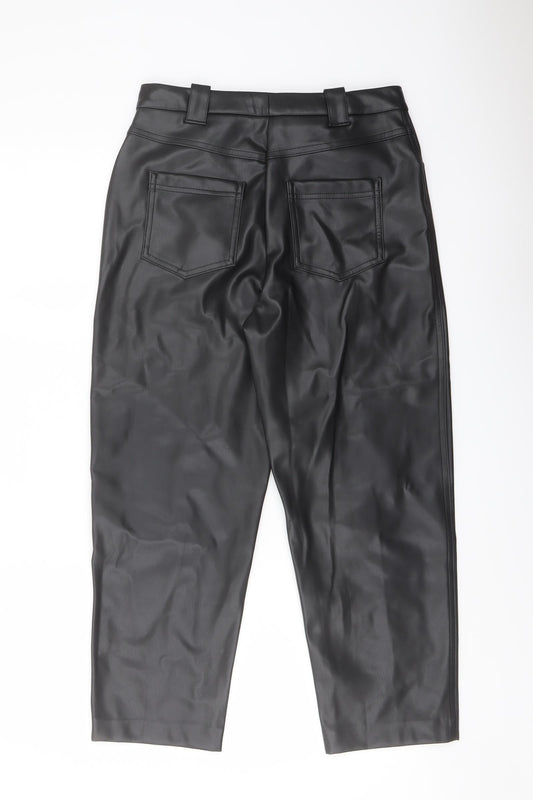 Marks and Spencer Womens Black Polyester Trousers Size 10 L24 in Regular Button