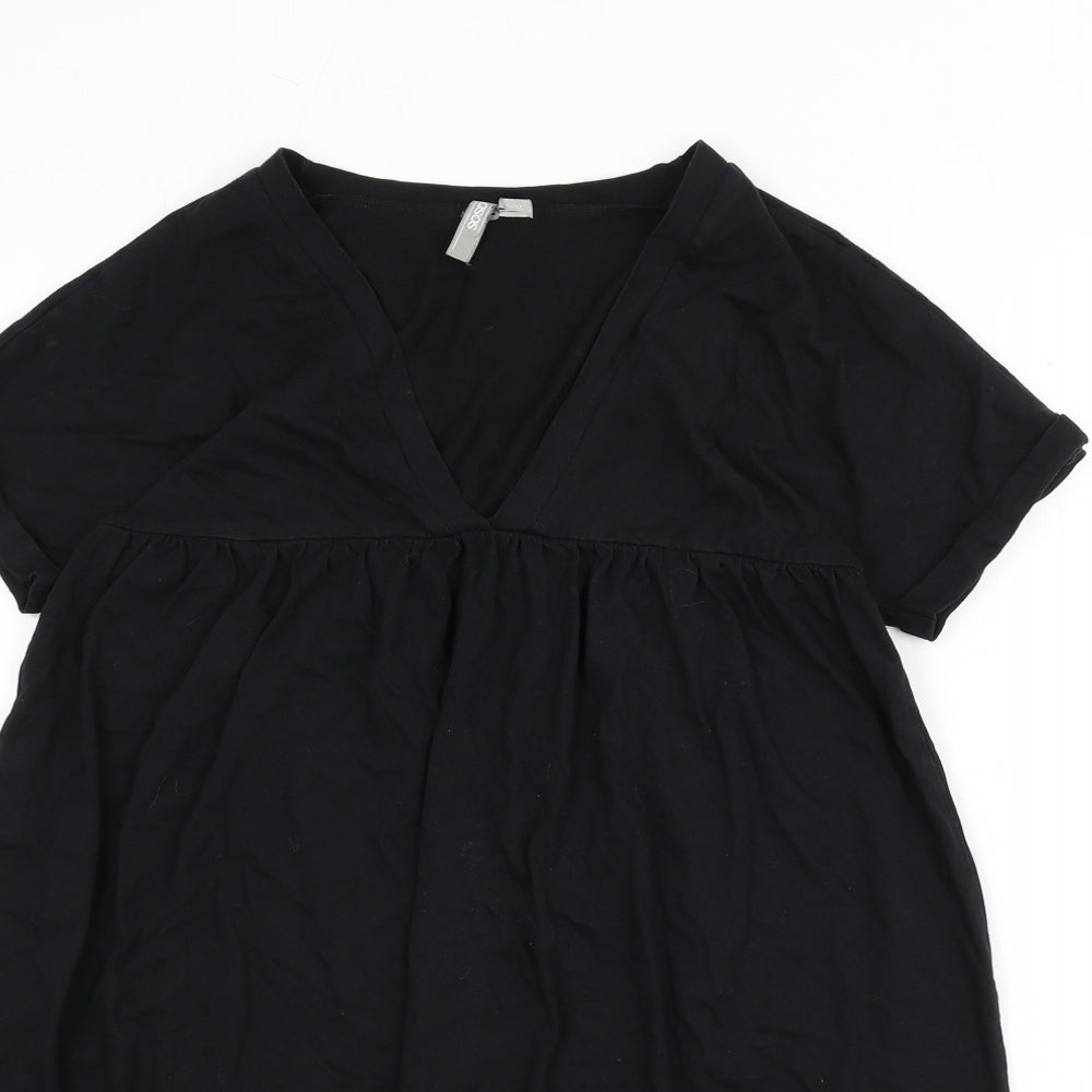 ASOS Womens Black 100% Cotton A-Line Size 8 V-Neck Pullover
