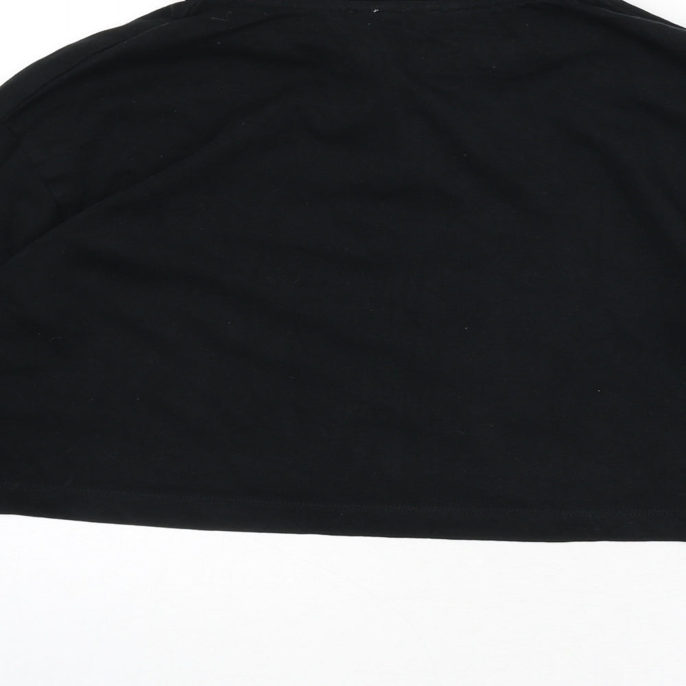 Zara Womens Black 100% Cotton Cropped Polo Size S Collared