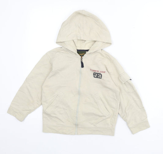Timberland Boys Beige 100% Cotton Full Zip Hoodie Size 6 Years Zip
