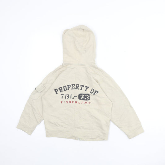 Timberland Boys Beige 100% Cotton Full Zip Hoodie Size 6 Years Zip
