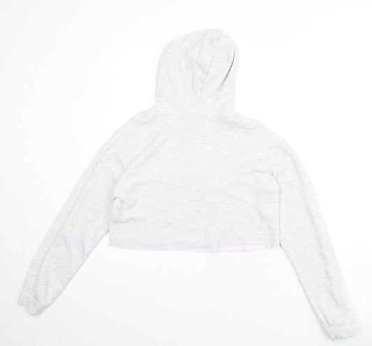 Topshop Womens Grey Cotton Pullover Hoodie Size 6 Pullover - Cropped