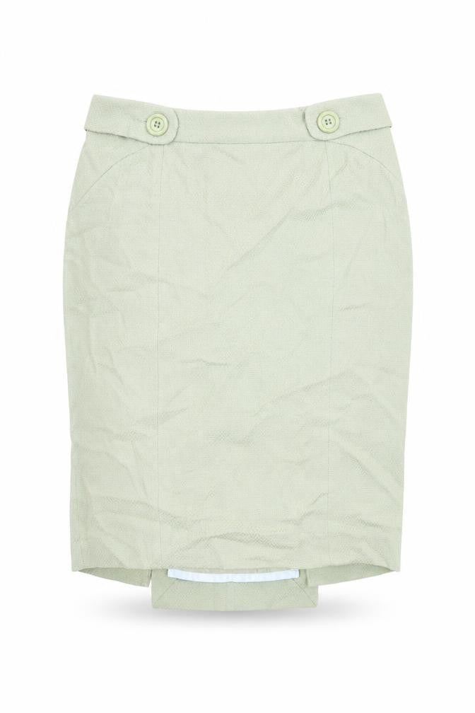 Oasis Womens Green Cotton Straight & Pencil Skirt Size 12 Zip - Back Slits