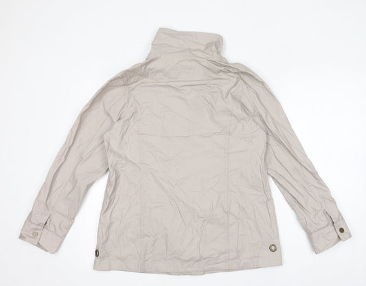 DASH Womens Beige Windbreaker Jacket Size 12 Zip