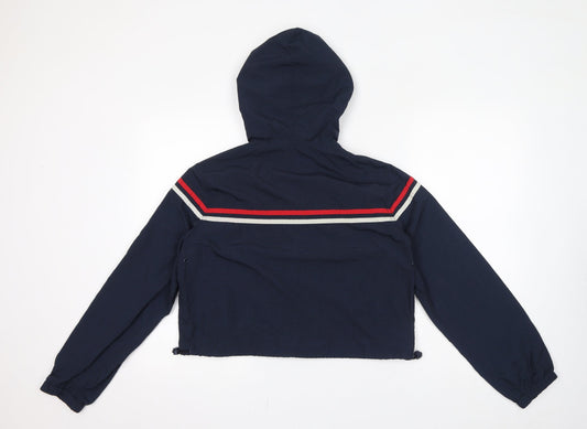 J. Galt Womens Blue Windbreaker Jacket Size S Zip - Hooded