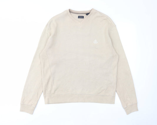 IZOD Mens Beige Cotton Pullover Sweatshirt Size S - Embroided, Logo