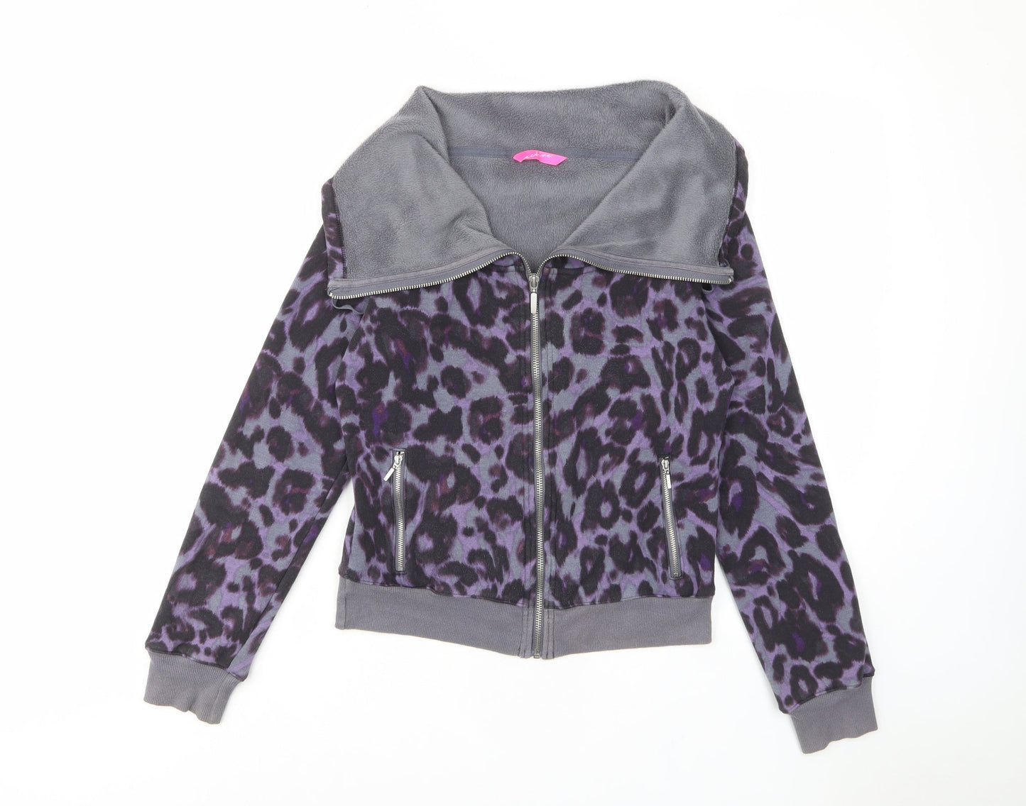 Marks and Spencer Womens Pink Animal Print Cotton Full Zip Sweatshirt Size 10 Zip - Zip Pockets, Fleece Lined
