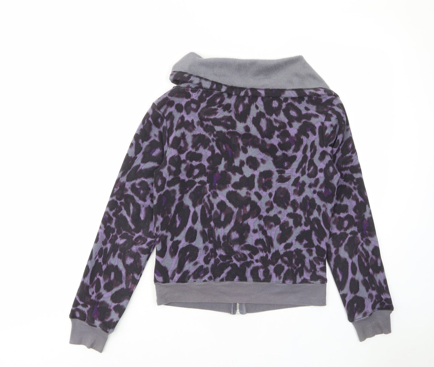 Marks and Spencer Womens Pink Animal Print Cotton Full Zip Sweatshirt Size 10 Zip - Zip Pockets, Fleece Lined