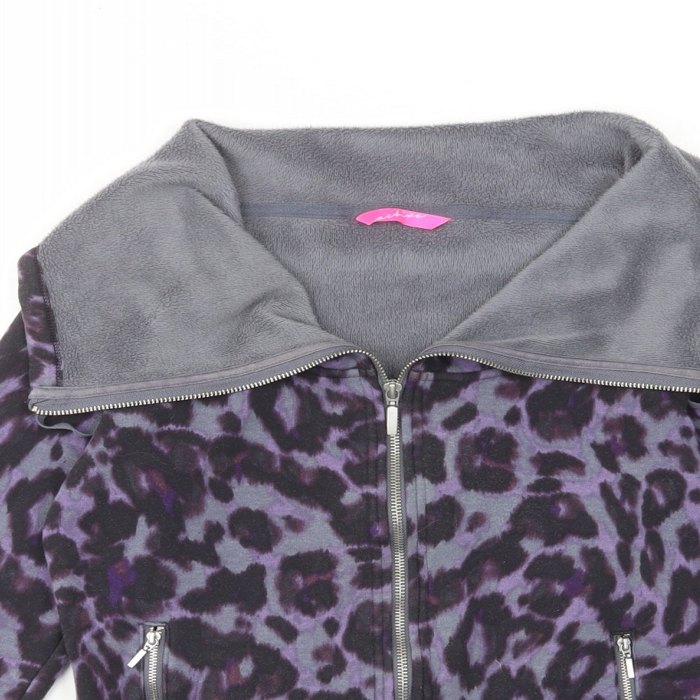 Marks and Spencer Womens Pink Animal Print Cotton Full Zip Sweatshirt Size 10 Zip - Zip Pockets, Fleece Lined