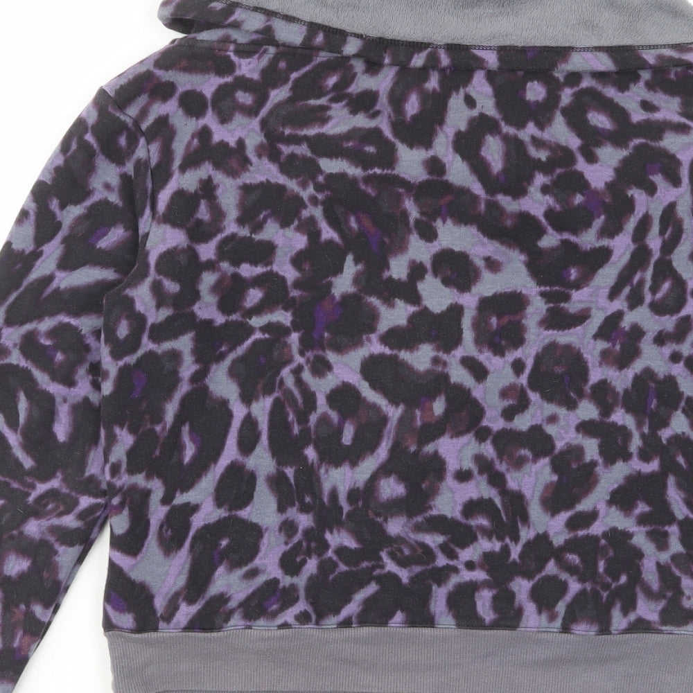 Marks and Spencer Womens Pink Animal Print Cotton Full Zip Sweatshirt Size 10 Zip - Zip Pockets, Fleece Lined