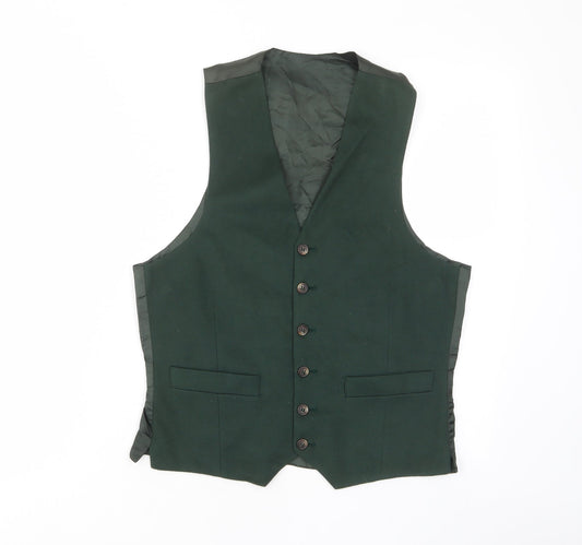 Principles Mens Green Polyester Jacket Suit Waistcoat Size 36 Regular