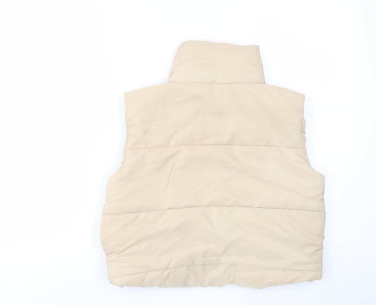 Risin Womens Beige Gilet Jacket Size L Zip - Pockets