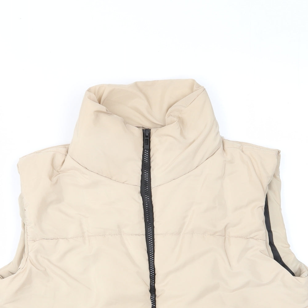 Risin Womens Beige Gilet Jacket Size L Zip - Pockets
