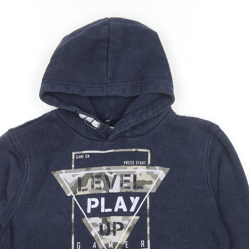 Dynamic Boys Blue Cotton Pullover Hoodie Size 11-12 Years Pullover - Level Play Up
