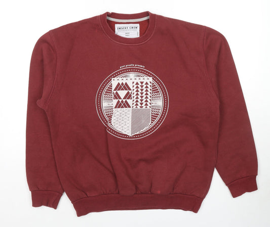 Insert Coin Womens Red Cotton Pullover Sweatshirt Size S Pullover - Unisex