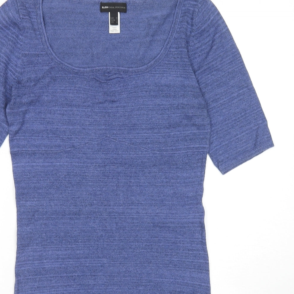 Mango Womens Blue Cotton T-Shirt Dress Size M Round Neck Pullover