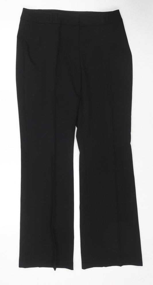 NL Collection Womens Black Polyester Trousers Size 14 L31 in Regular Zip