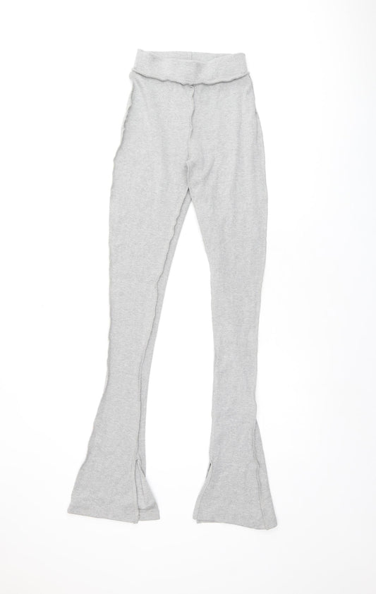 PRETTYLITTLETHING Womens Grey Polyester Trousers Size 4 L33.5 in Regular