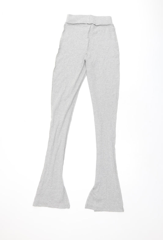 PRETTYLITTLETHING Womens Grey Polyester Trousers Size 4 L33.5 in Regular