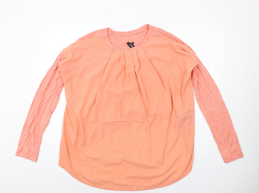 A&G Womens Pink Cotton Basic Blouse Size 12 Round Neck