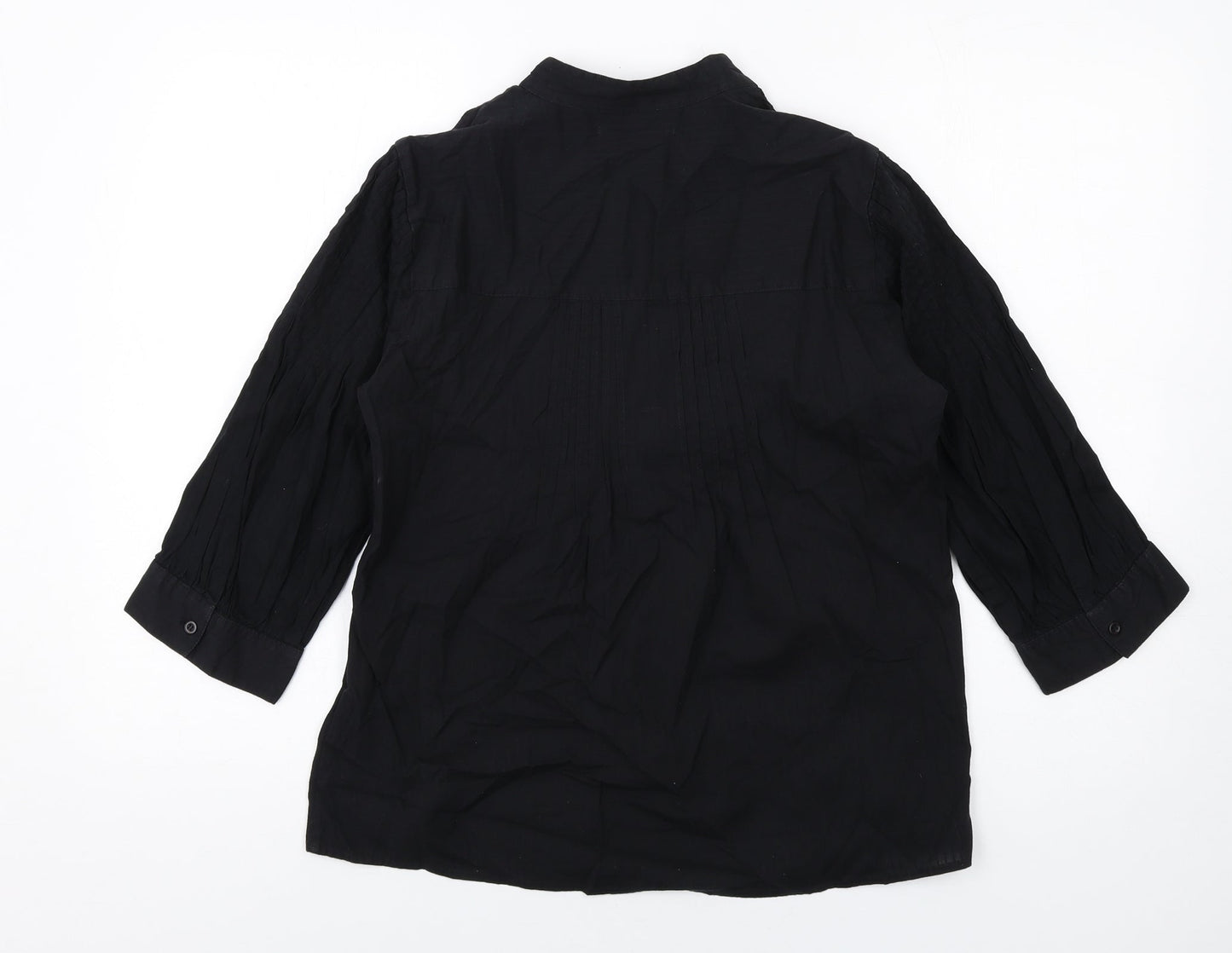 VERO MODA Womens Black Cotton Basic Blouse Size L V-Neck