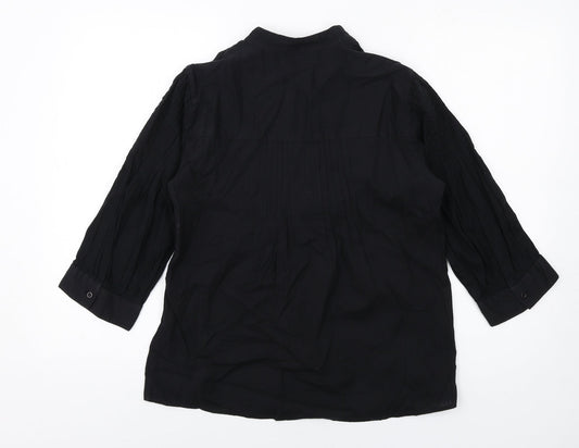 VERO MODA Womens Black Cotton Basic Blouse Size L V-Neck