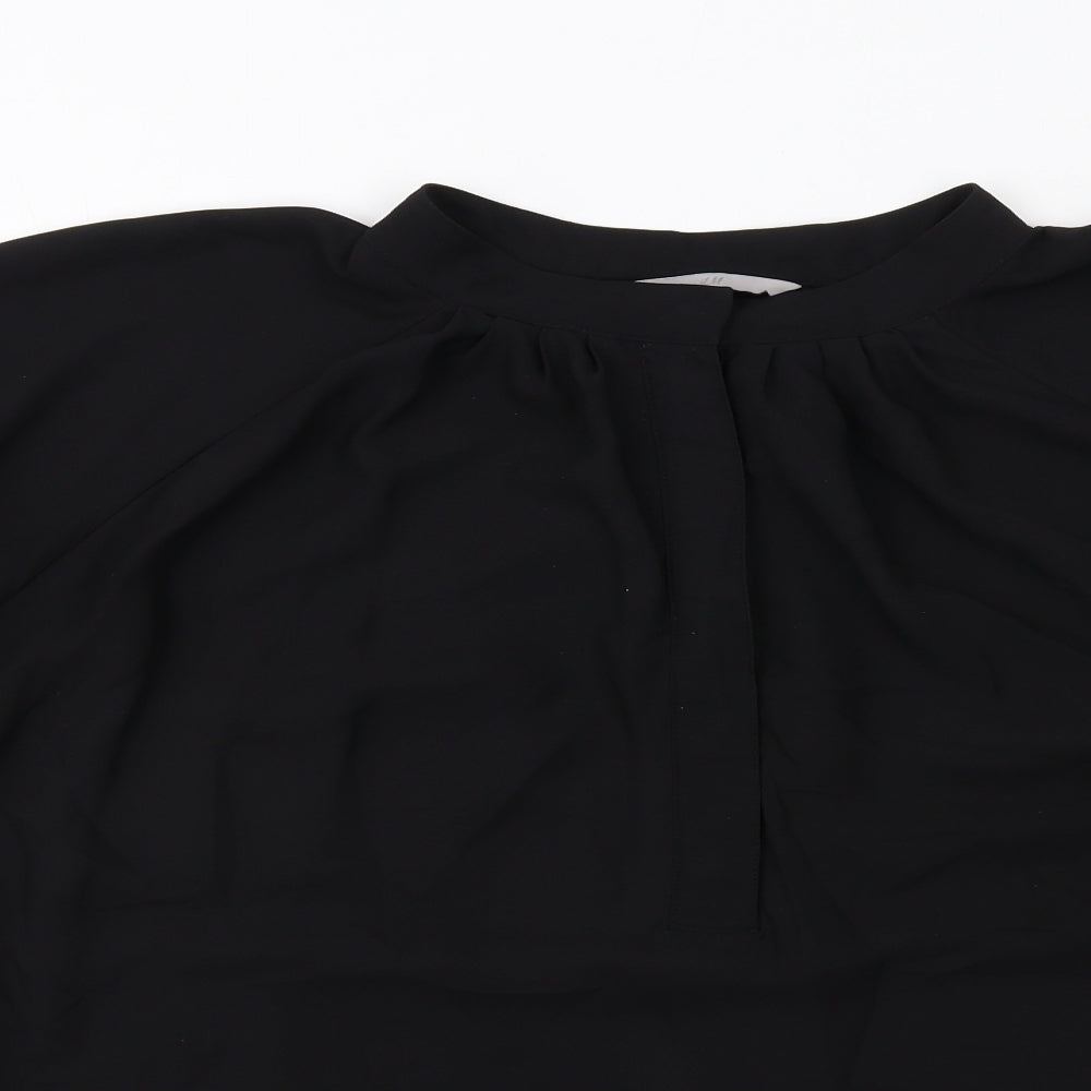 H&M Womens Black Polyester Basic Blouse Size L Roll Neck