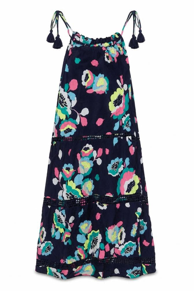 Marks and Spencer Womens Multicoloured Geometric Cotton Ball Gown Size 8 Square Neck Pullover