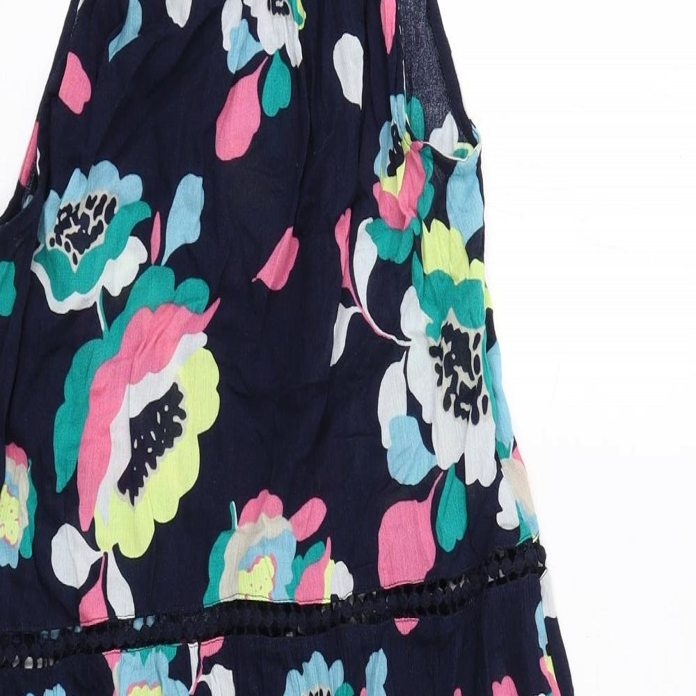 Marks and Spencer Womens Multicoloured Geometric Cotton Ball Gown Size 8 Square Neck Pullover