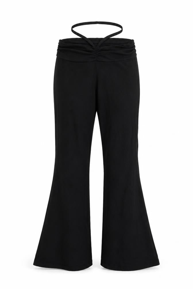 Front view of ASOS women’s black viscose trousers, size UK 8, 33-inch leg regular