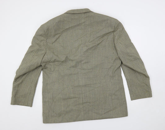SCOTT Mens Green Geometric Polyester Jacket Blazer Size 44 Regular