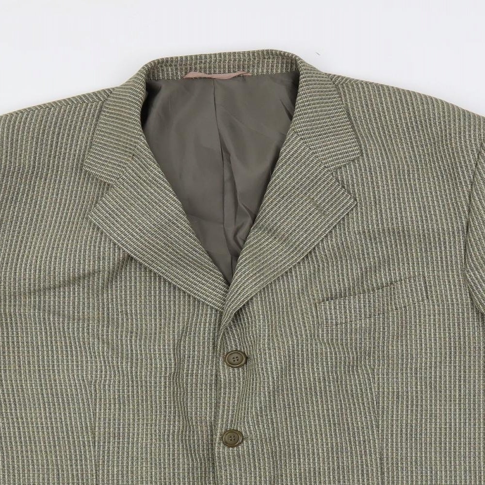 SCOTT Mens Green Geometric Polyester Jacket Blazer Size 44 Regular