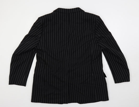 Horace Barton Mens Blue Striped Polyester Jacket Blazer Size 46 Regular