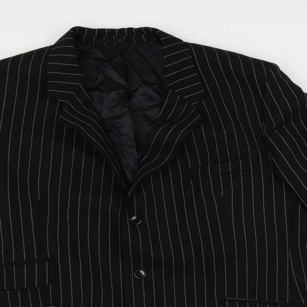 Horace Barton Mens Blue Striped Polyester Jacket Blazer Size 46 Regular