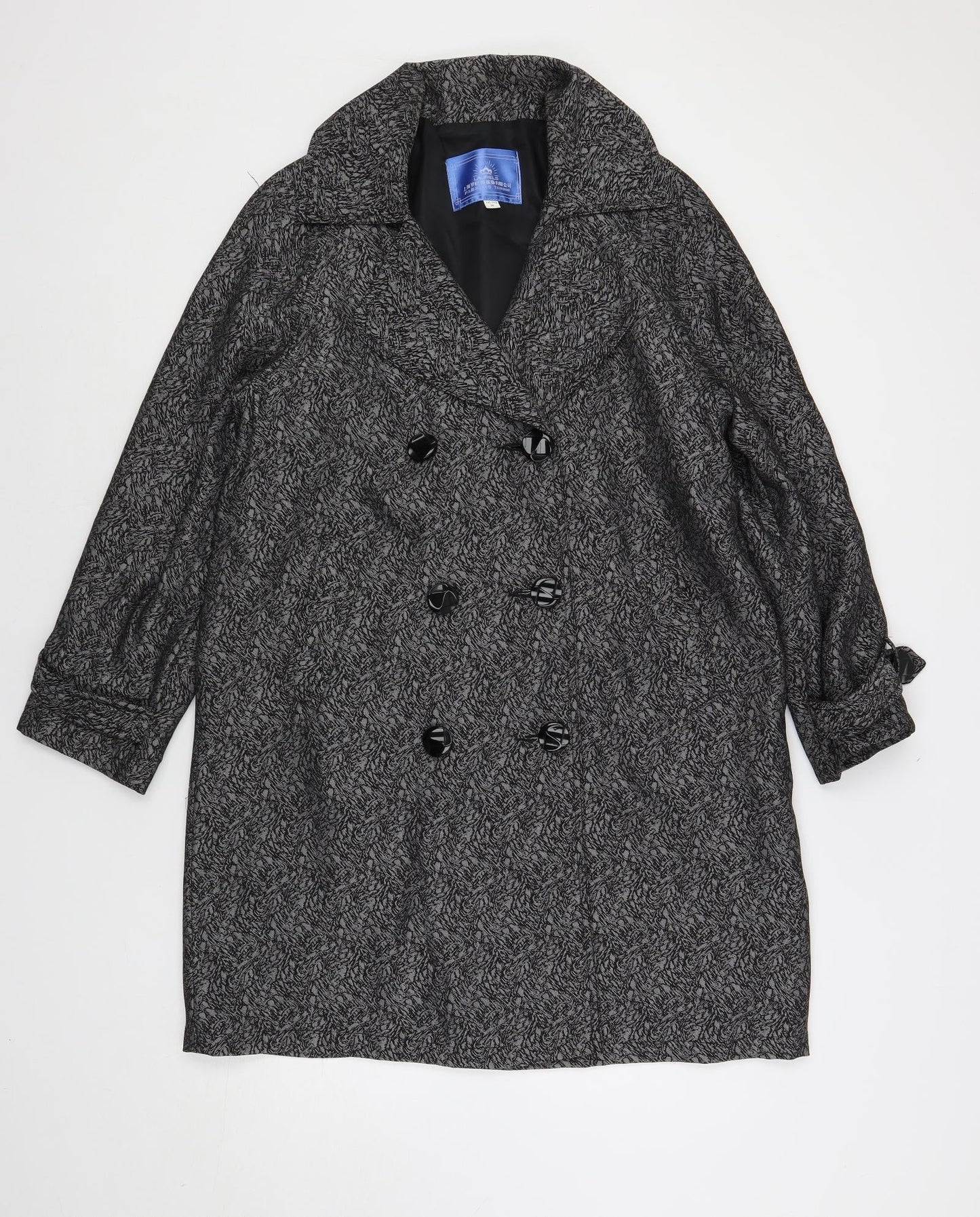 Laurels Womens Grey Geometric Overcoat Coat Size M Button