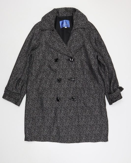 Laurels Womens Grey Geometric Overcoat Coat Size M Button