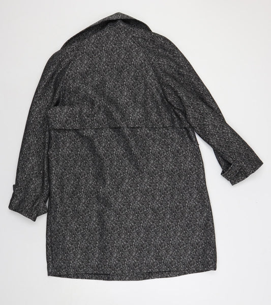 Laurels Womens Grey Geometric Overcoat Coat Size M Button