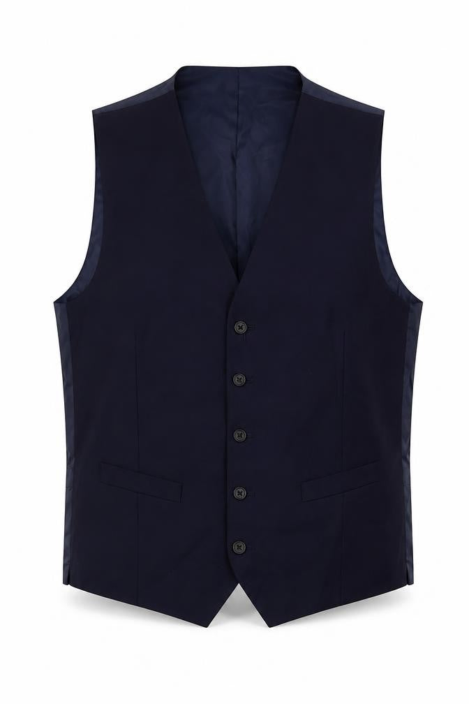 Marks and Spencer Mens Blue Polyester Jacket Suit Waistcoat Size 42 Regular